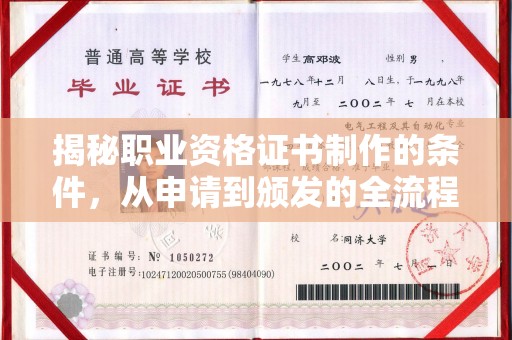 泸州揭秘职业资格证书制作的条件，从申请到颁发的全流程解析